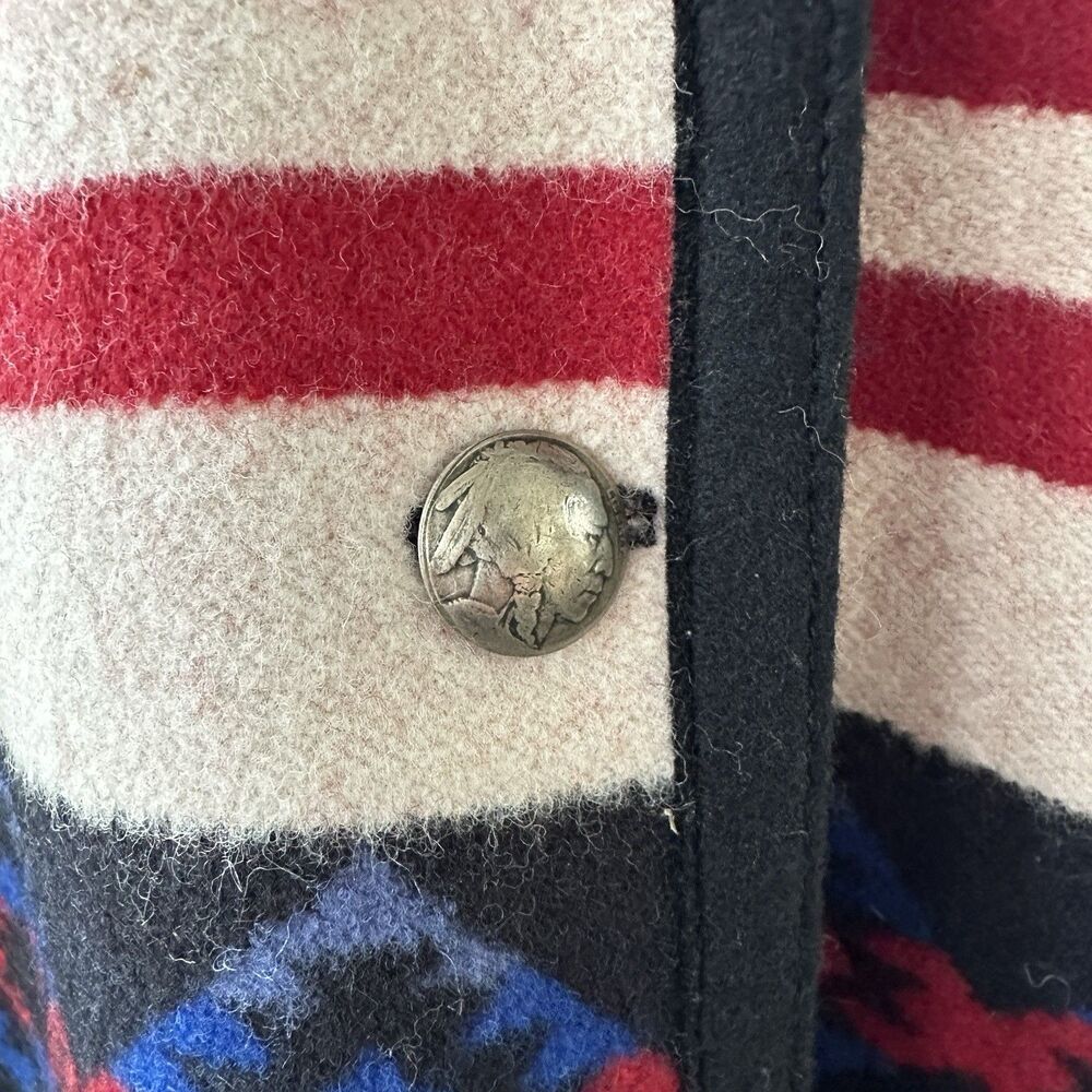 Pendleton Reversible Wool Coat Rare Buffalo Western Blanket Size M Americana - Picture 5 of 10